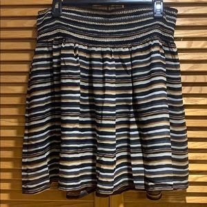 Black, brown and gray striped mini skirt, size L